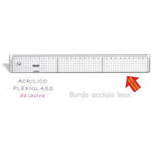 Riga 30cm millimetrata in plexiglas con bordo in acciaio inox