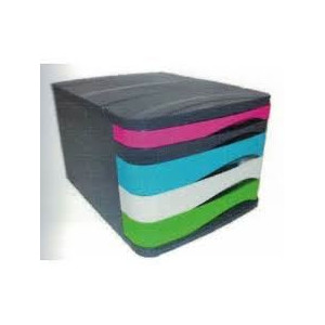 Cassettiera  in plastica scocca grigia e 5 cassetti colorati