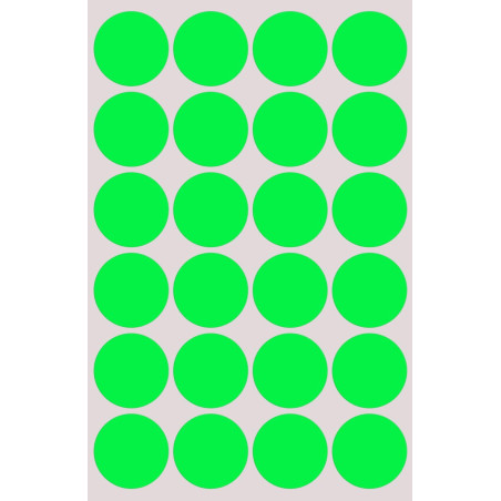 Etichette in busta BOLLINI ADESIVI verde fluo DM.10MM. 1200 etichette in totale