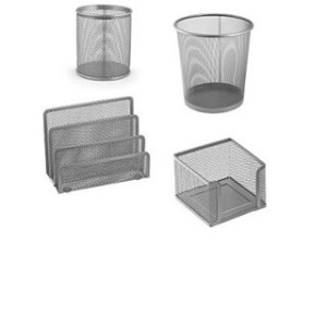 Set da scrivania in metallo 4pz silver