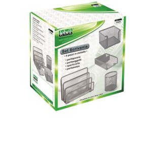 Set da scrivania in metallo rete nero 4 pz lebez
