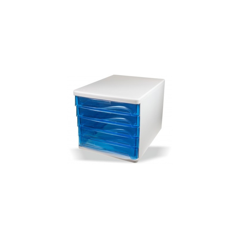 Cassettiera in plastica 4 cassetti scocca bianca cassetti blu