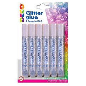 colla glitter argento 6pz 10,5ml DECO