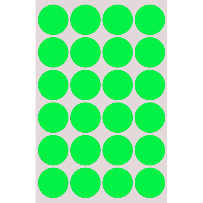 Etichette in busta BOLLINI ADESIVI verde fluo DM.34MM.10fg 120 etichette in totale
