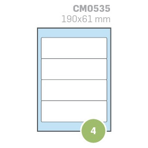 Etichette su A4 190X61 100fg 4 etichette a foglio (ideale per dorso raccoglitori)
