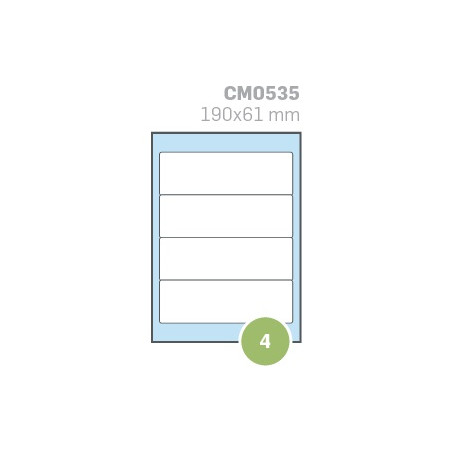 Etichette su A4 190X61 100fg 4 etichette a foglio (ideale per dorso raccoglitori)