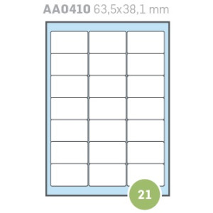 Etichette su A4 63,5x38,1 100fg 21 etichette a foglio