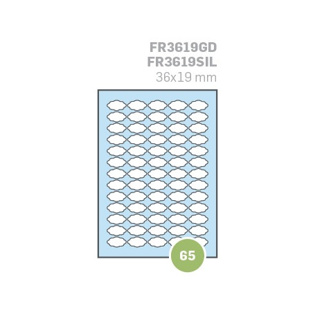 Etichette su A4 Argento 36x19 nuvola 10fg 65 etichette a foglio