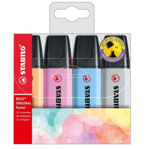 Evidenziatori Stabilo Boss 4 colori assortiti tenui