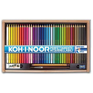 Kit Pastelli acquarellabili Koh-I-Noor Polycolor Art in scatola di legno + acc.da 36pz