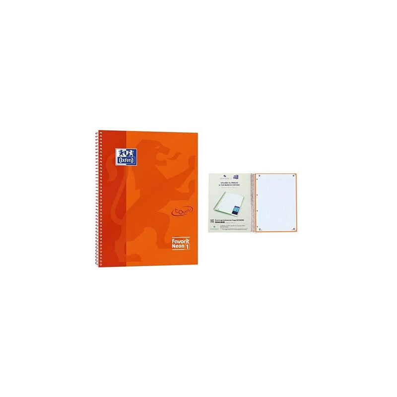 Maxi spiralato A4 Oxford Arancio 5mm 160fg 4 fori carta restistente inchiostro e applicazione per scansione