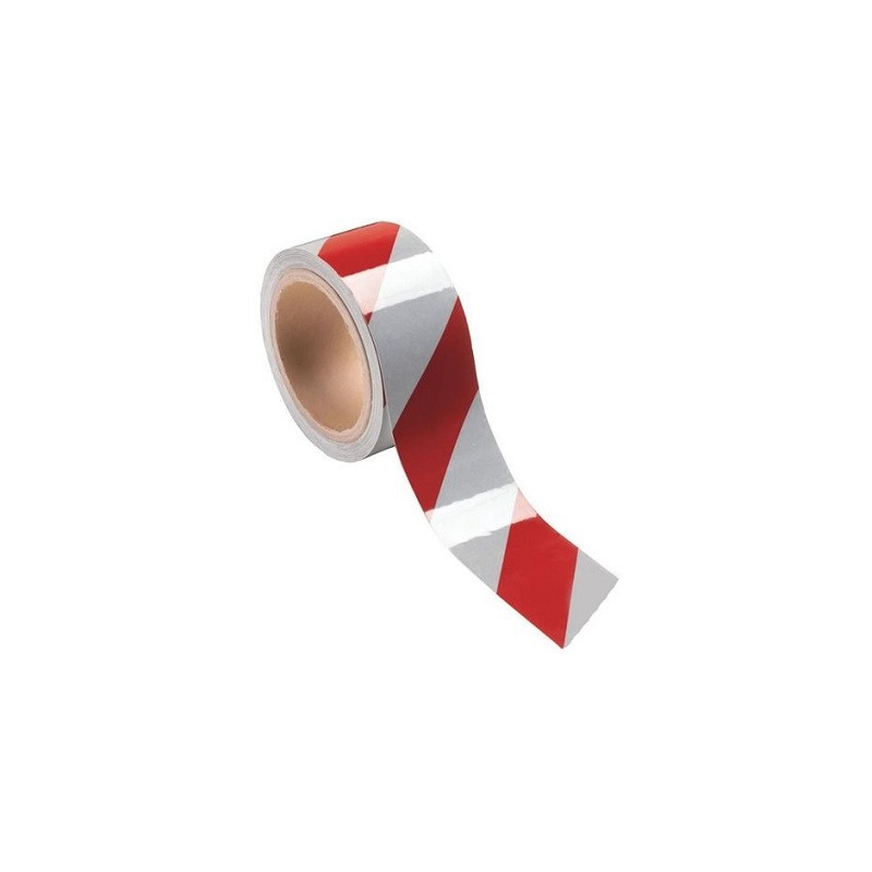 Nastro adesivo Segnaletico PVC adesivo forte bianco - rosso 50mmx33mt (ideale per identificare la distanza)