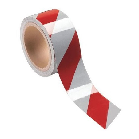 Nastro adesivo Segnaletico PVC adesivo forte bianco - rosso 50mmx33mt (ideale per identificare la distanza)
