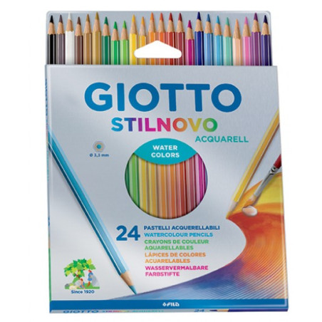 Pastelli acquerellabili giotto stilnovo a 24 in cartone