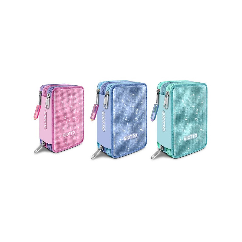 Astuccio 3 zip giotto glitter