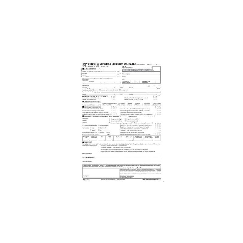 Rapporto di controllo di efficienza energetica Allegato II Tipo 1 3 cop.