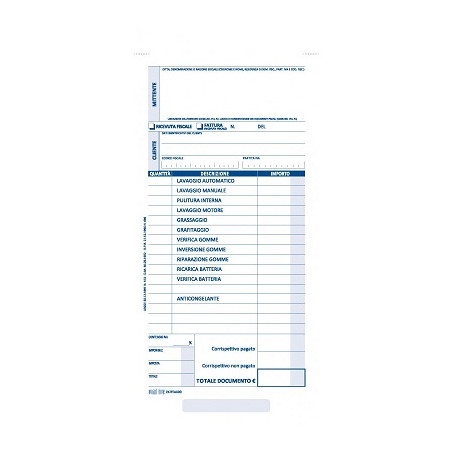 Ricevuta Fiscale / Fattura Servizi Auto 50x2 copie