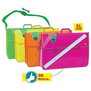 Valigetta cartella porta documenti fluo a soffietto 58x39x10 con tracolla e RIGA 60cm IN OMAGGIO