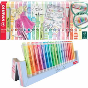 Evidenziatori a penna Stabilo Swing Cool con clip tecnologia anti dry-out col. pastello 18pz deskset