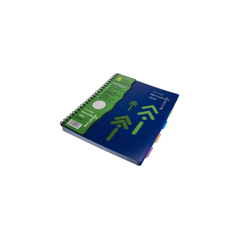 Maxi Spiralato A4 150fg 80gr con copertina PPL 5mm con 5 divisori, 4 fori e microperforazione