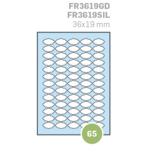Etichette su A4 Argento 36x19 nuvola 10fg 65 etichette a foglio