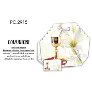 Biglietti bomboniere con Portaconfetti comunione 25pz