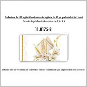 Biglietti bomboniere prefustellati cresima 100pz