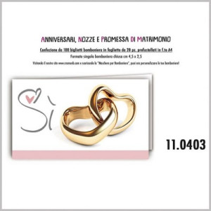Biglietti bomboniere prefustellati matrimonio 100pz