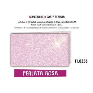 Biglietti bomboniere prefustellati perlata rosa 100pz