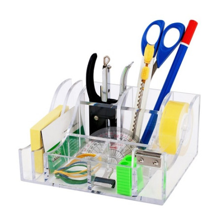 Desk organizer da scrivania 7 scomparti con dispenser per nastro adesivo
