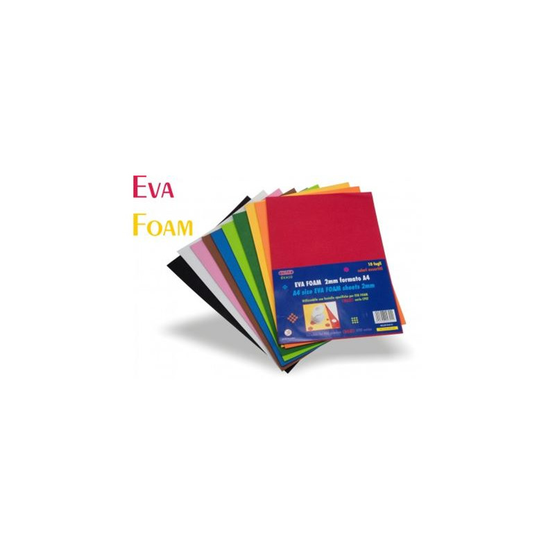 Foglio di gomma eva A4 colori assort. 10pz