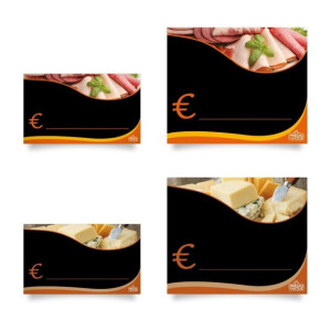 Segnaprezzo in PPL legno nero cancellabile 10pz con pennarello formaggi 100x60
