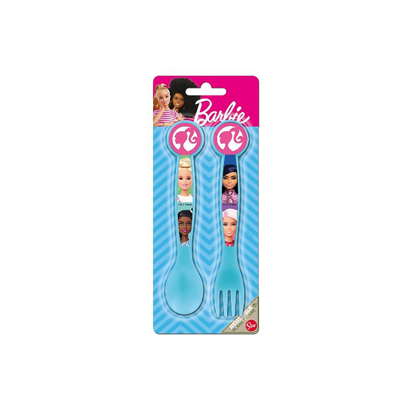 Set 2 Posate Cucchiaio e Forchetta Barbie