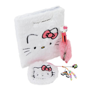 SET CON QUADERNO A5 IN PELUCHE, PORTAMONETE E PENNA- HELLO KITTY