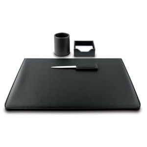 Set da scrivania Aicon in similpelle color nero 4pz