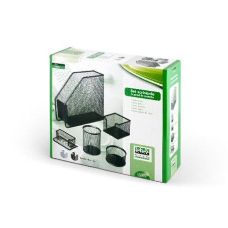 Set da scrivania metallico rete 5pz nero